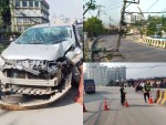 हात्तीवनमा बिजुलीको पोलमा ठोक्कियो कार, तीन जना घाइते