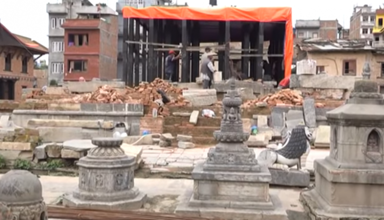 रातो मच्छिन्द्रनाथ मन्दिरमा २० फिट गारो लगाउने काम सम्पन्न