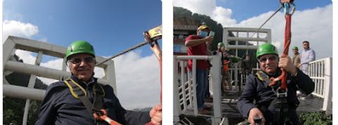 धुलिखेलमा जिपलाइन खेल्दै पुर्व प्रधानमन्त्री प्रचण्ड