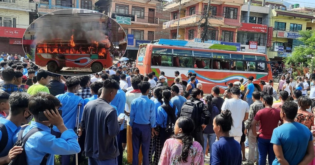 धादिङको गजुरीमा बसको ठक्करबाट विद्यार्थीको मृत्यु, गजुरी क्षेत्र तनावग्रस्त