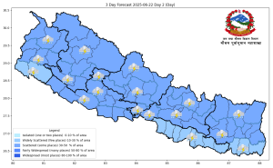 देशभर बदली, यि स्थानहरूमा भारी देखि धेरै भारी वर्षाको सम्भावना