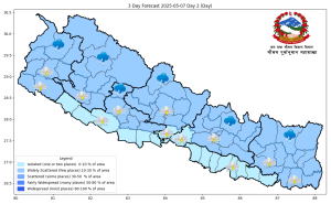 आगामी तीन दिन देशका विभिन्न भागमा चट्याङ, पानी र हिउँ पर्ने सम्भावना