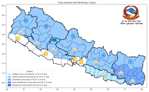 आजको मौसम : यि स्थानमा मध्यम वर्षाको सम्भावना