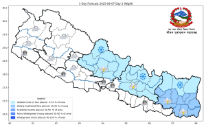 तीन प्रदेशका पहाडी भागमा हल्का वर्षाको सम्भावना