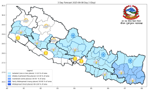तीन प्रदेशका पहाडी भागमा हल्का वर्षाको सम्भावना