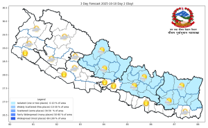 यि प्रदेशको पहाडी भागमा हल्का वर्षाको सम्भावना