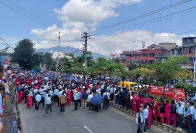 शिक्षक आन्दोलनका कारण काठमाडौंको यातायात व्यवस्था अस्तव्यस्त