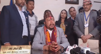 खेलकुद क्षेत्रको विकास गर्न सक्रिय भएर लाग्नेछु : खेलकुद मन्त्री विराजभक्त श्रेष्ठ