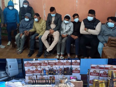 घर भाडामा लिएर अवैध मदिरा कारखाना सञ्चालन गर्ने नौ जना काठमाडौंको थलीबाट पक्राउ