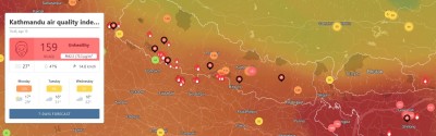 काठमाडौंको प्रदूषण अझै अस्वस्थ, १५९ एक्यूआइ मापन