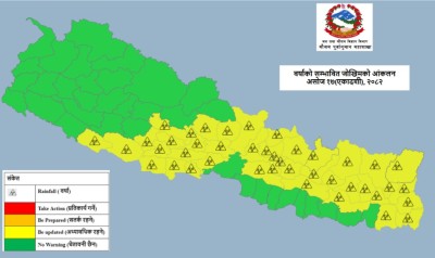 शुक्रवारदेखि झन ठूलो वर्षाको सम्भावना,  सडक तथा हवाई यातायात समेत प्रभावित हुन सक्ने भएकोले सतर्कता अपनाउन अनुरोध