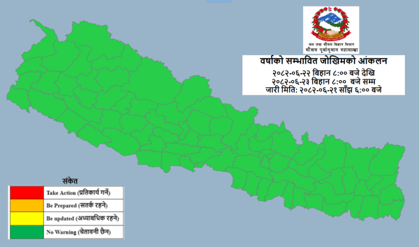 यि स्थानमा आज चट्याङ सहित मध्यम वर्षाको सम्भावना