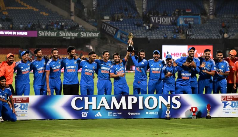 पाँचौँ तथा अन्तिम टी-२० क्रिकेटमा अष्ट्रेलियालाई ६ रनले हराउँदै भारत विजयी
