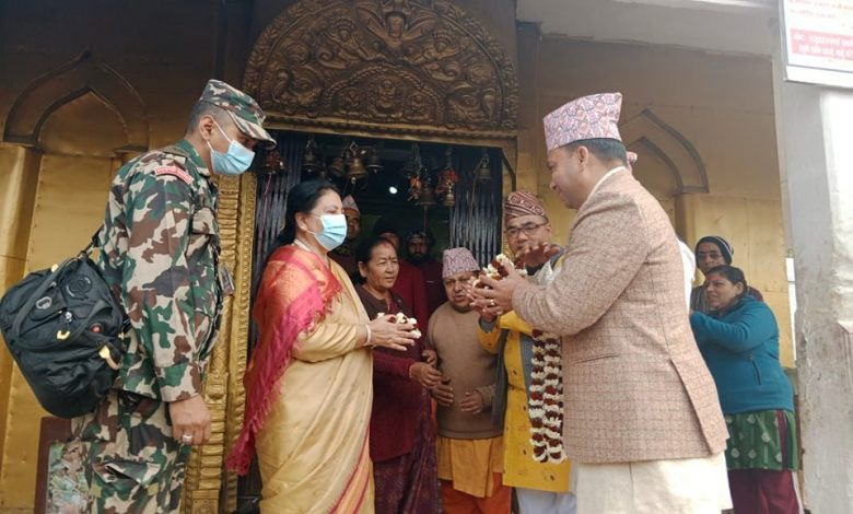 राष्ट्रपति भण्डारीद्वारा चाँगुनारायण मन्दिरमा पूजा एवं अवलोकन