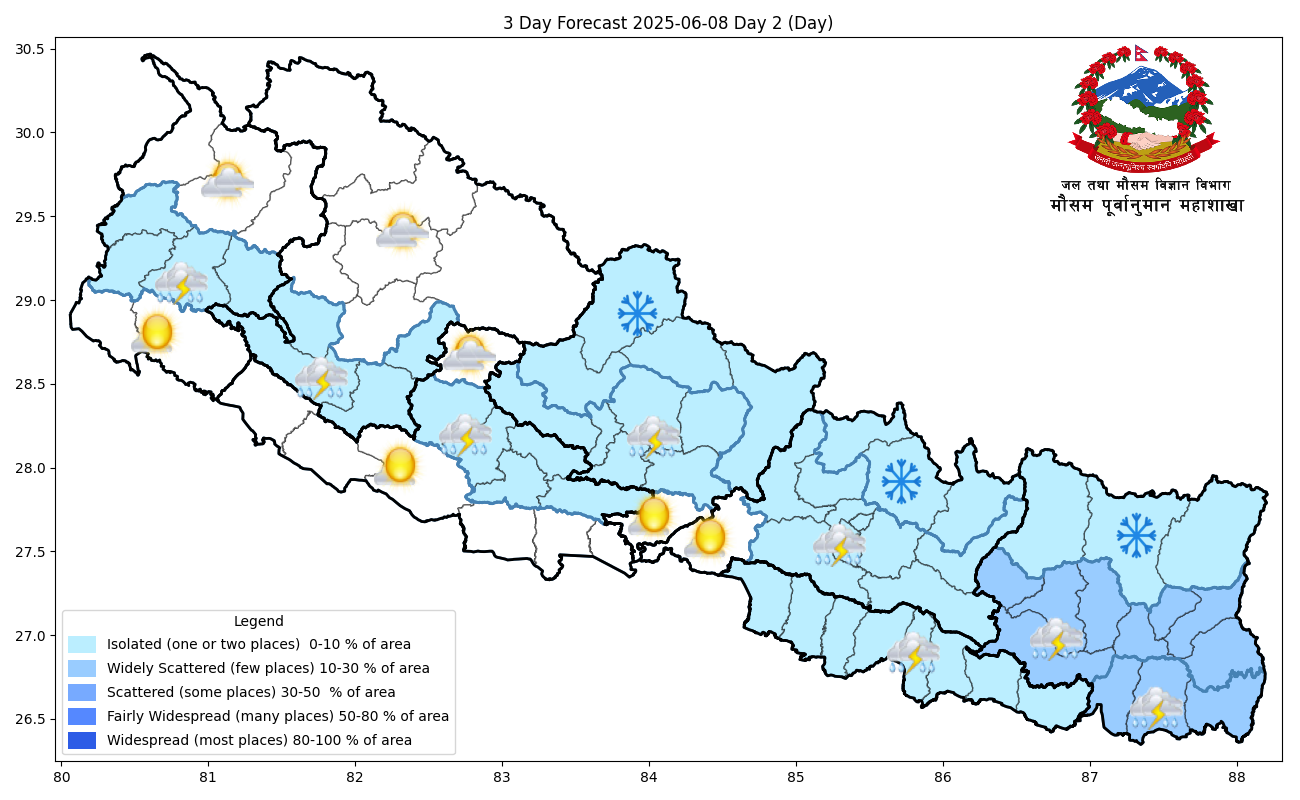 तीन प्रदेशका पहाडी भागमा हल्का वर्षाको सम्भावना